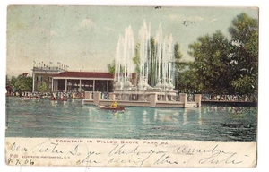 Rowboats Water FOUNTAIN in WILLOW GROVE Amusement PARK PA UDB Postcard UB 1906 - Picture 1 of 2