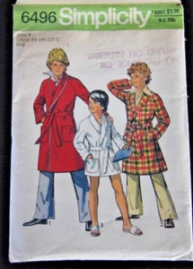Simplicity 6496 Boys robe in two lengths cut pattern Size 6 Chest 64cm  - Picture 1 of 3