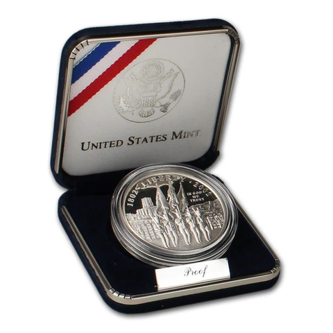 2002 W US Military Academy West Point Commem Proof Silver Dollar in OGP Cover