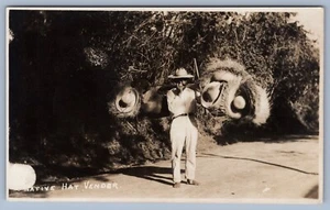 RPPC Sombrero Mexicano Vender Sombreoo 1930 Tarjeta Postal Foto Real - Imagen 1 de 2