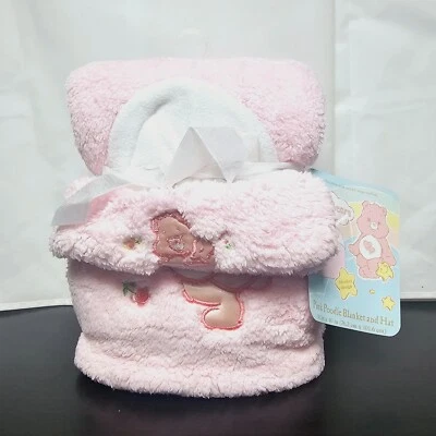 Novo Conjunto de Cobertor e Chapéu Poodle Rosa Care Bears Cheer Baby 30” X 40” Super Macio!! - Imagem 1 de 4