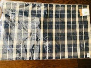 Pottery Barn Douglas Plaid Pillow Cover Lumbar Decor Blue Nautical Beige New - Picture 1 of 7