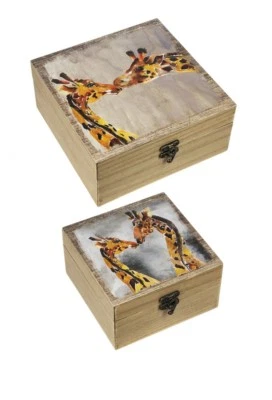 Ganz E9 Home Decor MDF Nesting Boxes 2pc Set Giraffe ER52553 - Image 1 of 4