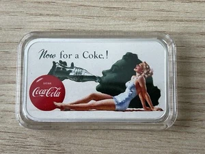 Coca Cola 1oz .999 Bathing Beauty Colorized Silver Bar with gift bag - Picture 1 of 3