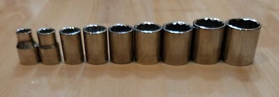 NOS 9 Pc Craftsman SAE 3/8” Drive 12 Pt Sockets G Series Vintage - Image 1 of 4