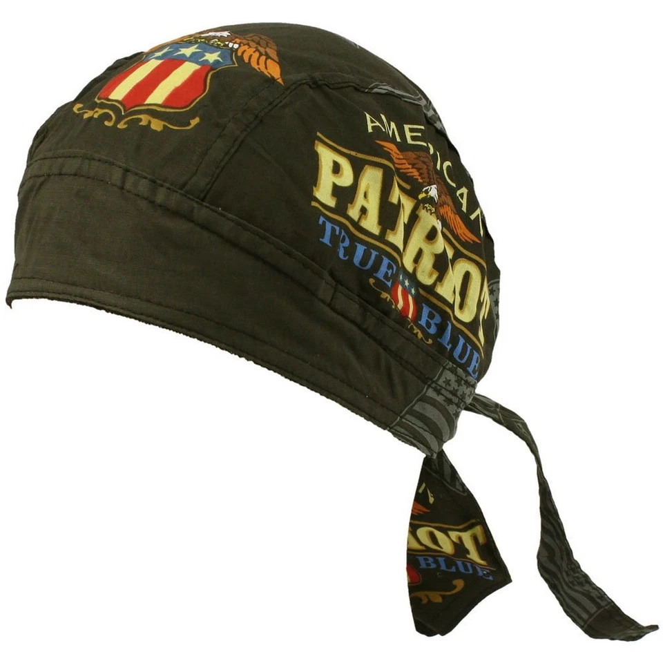 American Patriot True Blue Bandana Headwrap Headscarf Adjustable Cap Hat Black