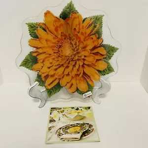 Rare Peggy Karr Chrysanthemum Handmade Infused Plate 11” Diameter w/Original Box - Picture 1 of 7