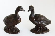 Vintage Pair of Red Mill Ducks Pressed Pecan Shell Resin
