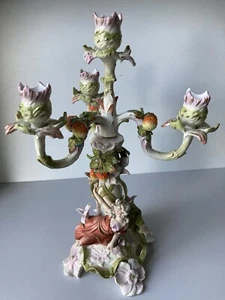 German , Sitzendorf ,Porcelain ,19th Century , Four Branch Candelabra , - Picture 1 of 16