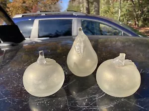Hand blown glass fruit 3 1/4” Golden Opalescent Lot Of 3 Steuben Style - Picture 1 of 3