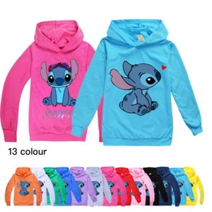 Boys Girls Lilo Stitch Hoodies Sweatshirt Kids Casual Jumper Pullover Tops 3-13Y - Picture 1 of 50