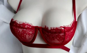 Women's Sexy 1/2 Cup lace see through bra balconette mesh underwired bra size L - Picture 1 of 7