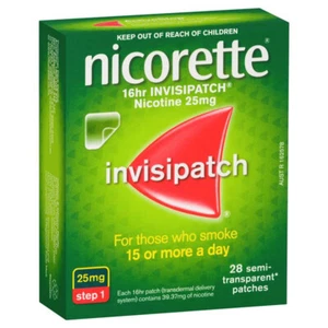 Nicorette 16hr Invisipatch Step 1 (25mg/16hr) 28 Semi Transparent Patches - Picture 1 of 2