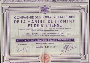 Compagnie des Forges & Acieries de la Marine, de Firminy & de St Etienne France - Picture 1 of 1