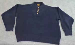 Vintage Eddie Bauer Mens XL Tall Thick Cable Knit Long Sleeve Sweater Navy Blue - Picture 1 of 11