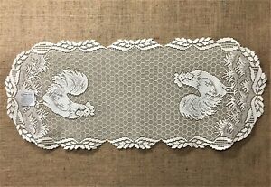 Ecru Lace Table Runner Roosters 14" x 34" Kitchen Diningroom Bedroom