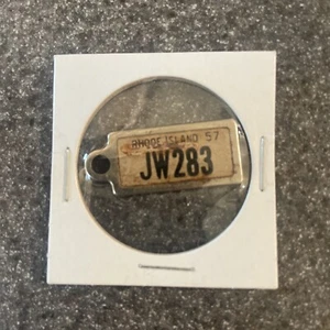 RARE VTG Disabled Veterans Mini License Plate Key Chain Ring Tag RI 1957 - Picture 1 of 4