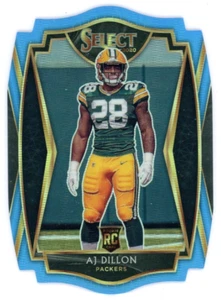2020 Panini Select - Premier Level -Light Blue Prizm - #165 - AJ Dillon - RC - Picture 1 of 2