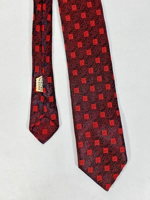 Vintage 1950's ROCKABILLY red & black shiny silk/acetate skinny jazz necktie tie - Image 1 of 4
