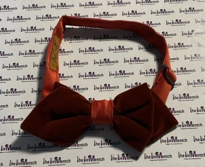 ArGail Orange & Rust Velvet Design Pre-Tied Adjustable Clip-On Bowtie BRAND NEW - Image 1 of 2