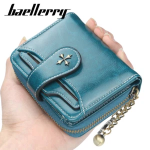 Womens RFID Mini Leather Bifold Wallet with ID Window Card Sleeve Zip Coin Purse - Picture 1 of 4