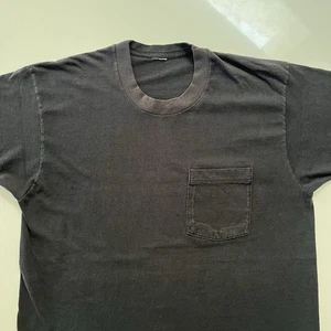 Vintage 80s 90s Blank FOTL Pocket T-shirt Single Stitch Faded L - Picture 1 of 8