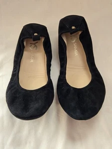 Yosi Samra Stella Black Suede Ballet Flats Women's Size 8 - Picture 1 of 10