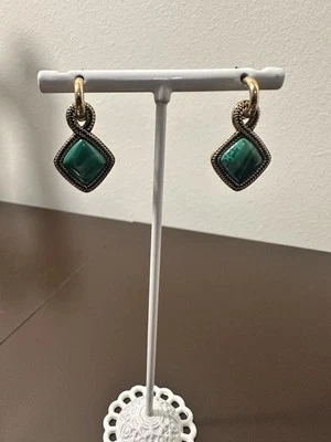 BARSE 925 Sterling Silver Flourish Blue Turquoise Golden Drop Earrings - Image 1 of 4