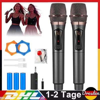 MARKENLOS 2x kabellos Mikrofon Handmikrofon dynamisches Mikrofonsystem Karaoke-Empfänger
