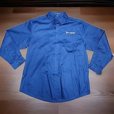 Flowise Logo Blue Long Sleeve Button Down Shirt Mens 2XL - Image 1 of 4