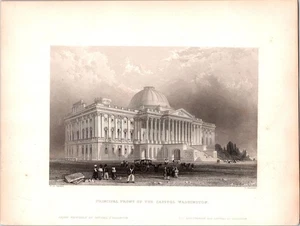 Antique 19th C. Engraving “Principal Front of the Capitol, Washington” by Cropse - Picture 1 of 1