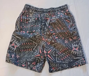 Credentials Large Vintage Geometric Grey & Pink Boys Drawstring Swim Trunks - Picture 1 of 6