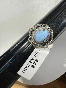 925, Sterling Silber Golden Hills Türkis Ring, Größe 7,25, echter Stein - Bild 1 von 4