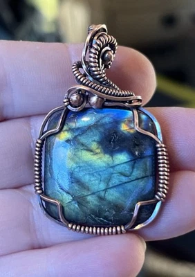 Labradorita ~ Hecho a mano alambre de cobre envuelto colgante joyería 5e Foto 1 de 4