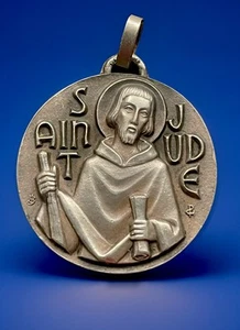 Vintage Catholic 1973 St Jude Silver Tone Religious Medal - Picture 1 of 3