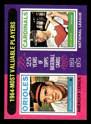 1975 Topps Mini Baseball 1964 MVPs (Brooks Robinson / Ken Boyer) MVP #202 EX/MT - Image 1 of 2