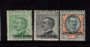 Eritrea Michetti Florale soprastampati 3 valori 1925 nuovi gomma integra mnh - Imagen 1 de 1