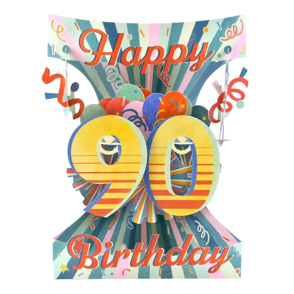 Swing-Karte 3D-Pop-Up-Grußkarte – 90 – Happy Ninety Birthday | für sie für ih... - Image 1 of 4