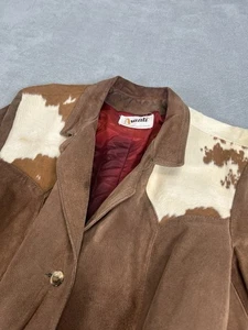 Vintage Avanti Womens Size 24.5 Tan Leather Jacket With Cowhide Yokes - Picture 1 of 19
