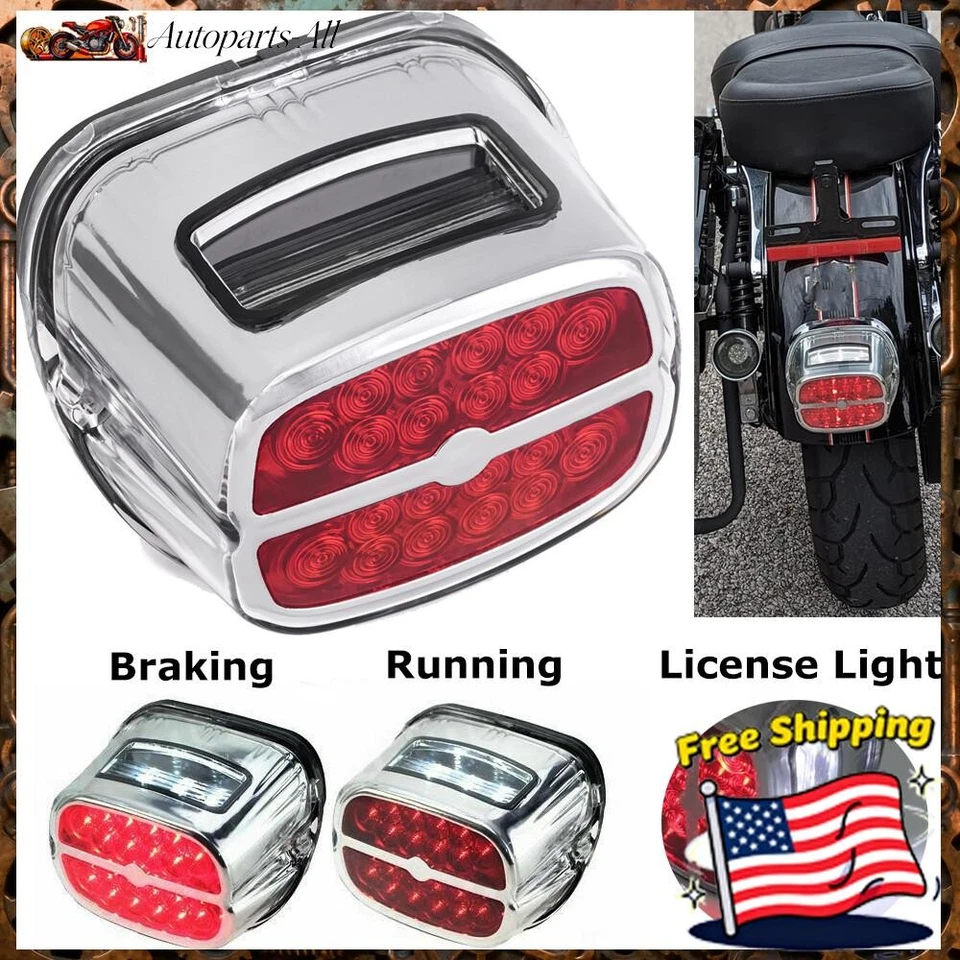 Luz trasera LED cromada indicador freno para Harley Touring Road King Electra Glide Foto 1 de 4
