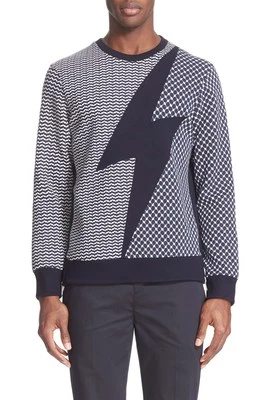 NWT Neil Barrett Thunderbolt Block Print Sweatshirt - Size Medium - Image 1 of 4