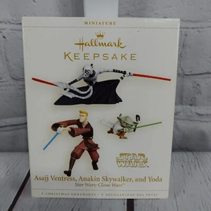 Hallmark 2006 STAR WARS Asajj Ventress Anakin Skywalker Yoda Mini Clone Ornament - Picture 1 of 9