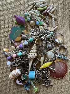 Vintage Charms Bracelet Lot Gumball Trinkets Ocean Theme Bracelet - Picture 1 of 16