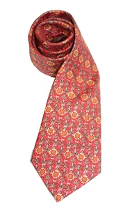 Hermes Krawatte normales ganzes Muster 7672 TA Blumenmuster orange 100 % Seide Herren - Bild 1 von 6