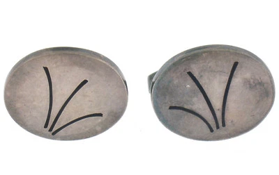 Gemelos vintage de plata de ley .925 años 50 Hans Gustav Hansen esmalte negro Foto 1 de 4