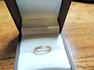 14K Rose Gold Heart Eternity Stack Wedding Band Ring Size 9.25 - Picture 1 of 8