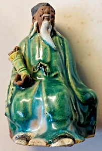 Antique Chinese MudMan Sitting Holding Scroll 1890-1920 Excellent Condition 3” - Picture 1 of 9