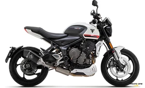 KOMPLETT AUSPUFFANLAGEN ARROW ALU DARK MIT KAT EURO5 FUER TRIUMPH TRIDENT 660 - Picture 1 of 3