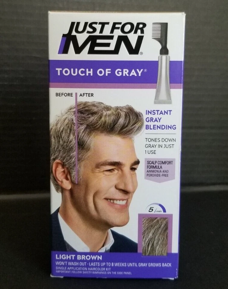 JUST FOR MEN TOUCH OF GRAY Kit de Color de Cabello Peinado 5 Minutos, T-25 MARRÓN CLARO Foto 1 de 4
