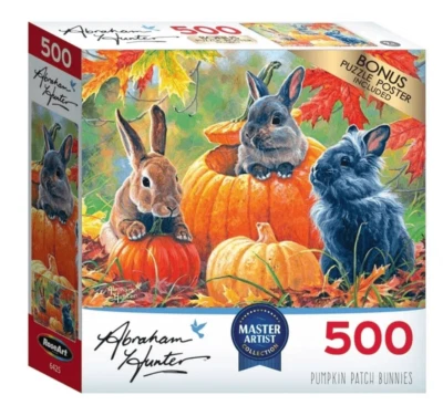 Quebra-cabeça Rose Art Master Artist Abraham Hunter abóbora patch coelhos 500 peças - Imagem 1 de 4